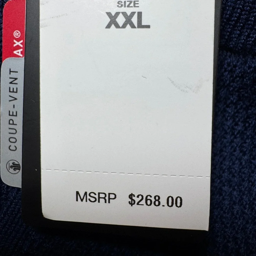 RLX Ralph Lauren Mens Pullover Wool Blend Knit 2XL Blue Quarter Zip Golf COOLMAX